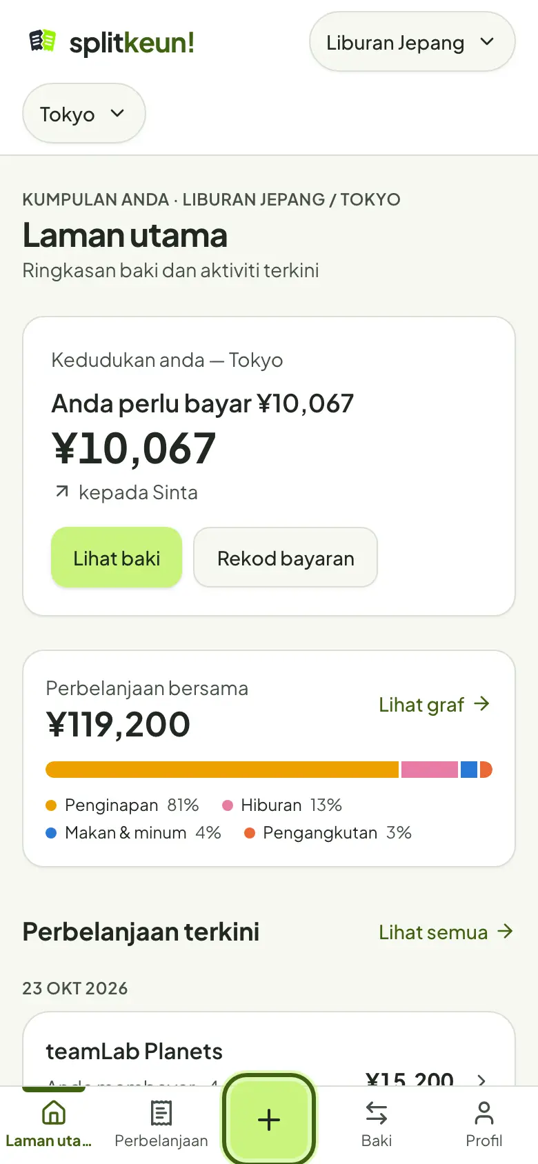 Tangkapan skrin: Tambah perbelanjaan